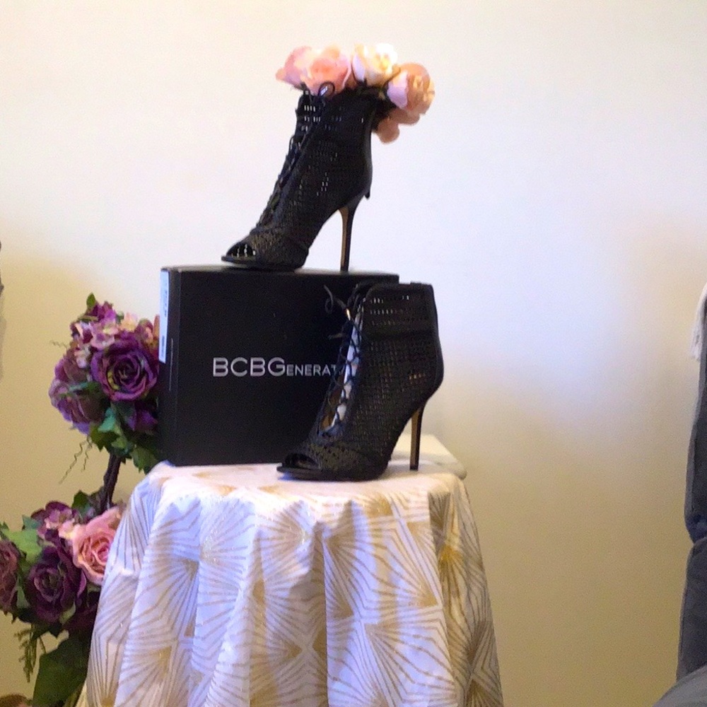 BCBGeneration Black Lace-Up Heels